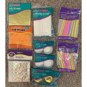 MAKE ‘n MOLD Candy making Lot Of 9 Foils, Lollipop Sticks & Candy Cups